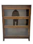 Mid 20th century oak three tier library glazed bookcase