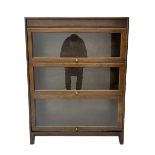 Mid 20th century oak three tier library glazed bookcase