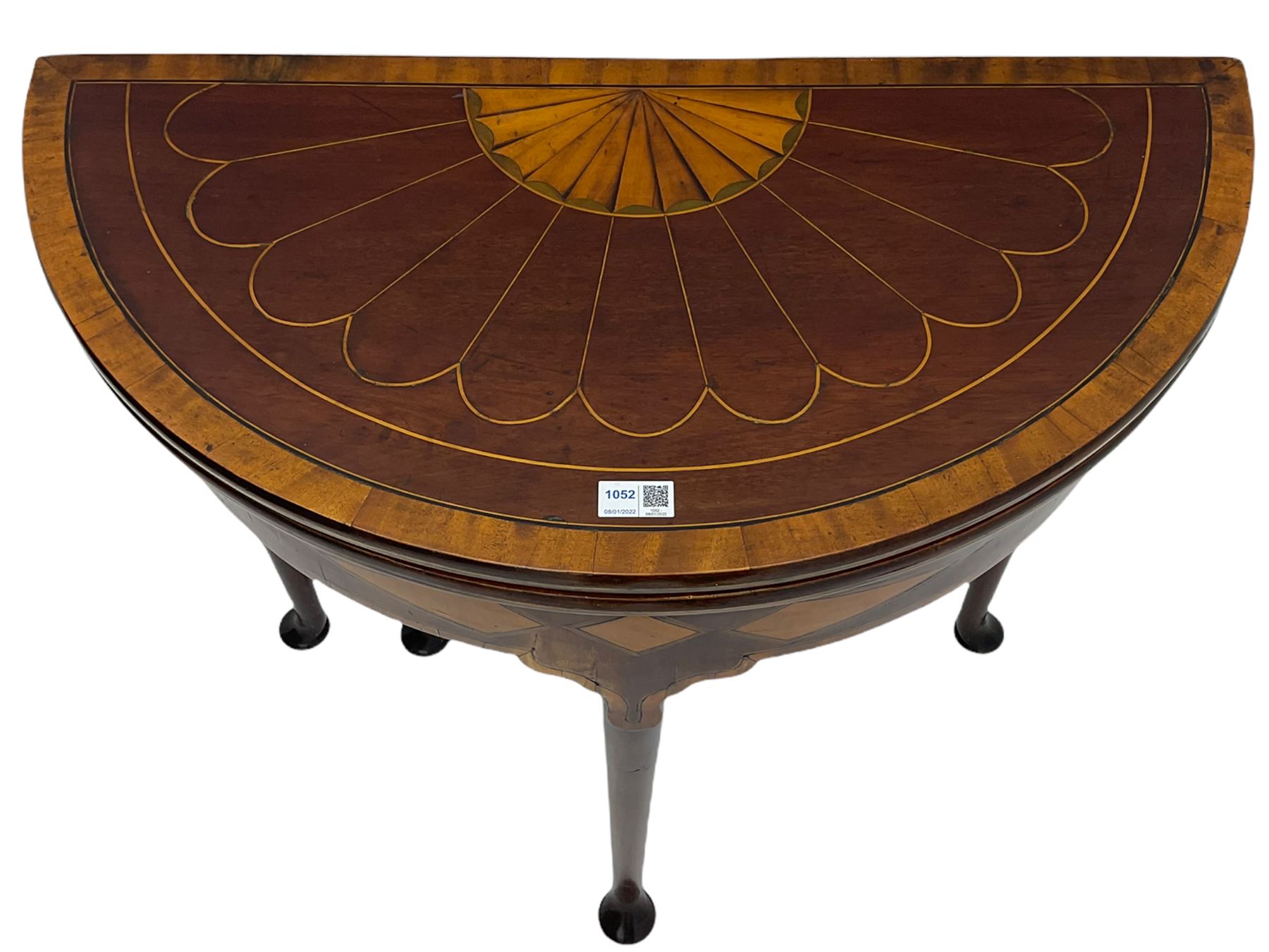 Georgian inlaid mahogany demi-lune card table - Bild 6 aus 7