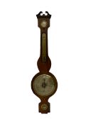 A 19th century four instrument mercury wheel barometer in a mahogany case with a swans neck pediment