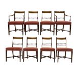 Set of eight (6+2) Regency mahogany dining chairs