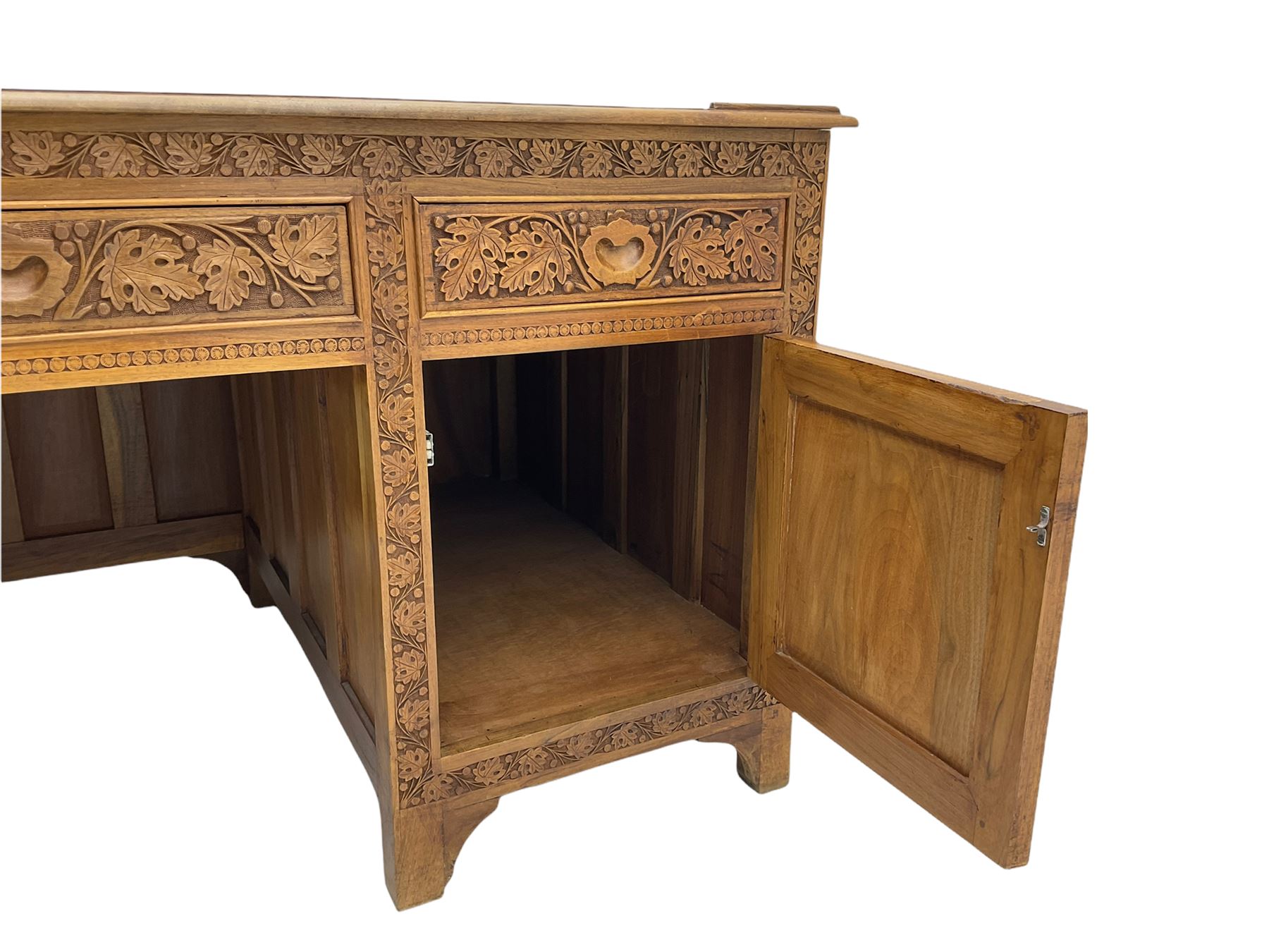 Large Indian hardwood twin pedestal desk - Bild 6 aus 7