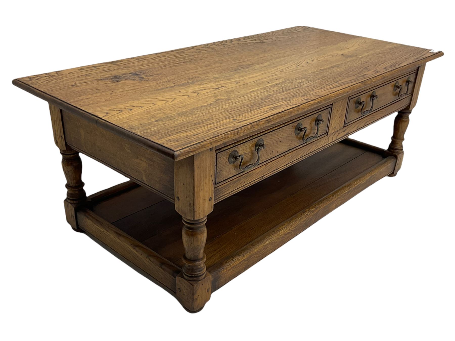 Rectangular oak coffee table - Image 2 of 6