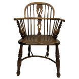 19th century ash and elm Windsor armchair