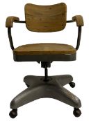 Industrial style metal and wood swivel desk chair