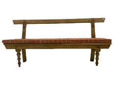19th century rustic stripped pine bench