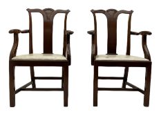 Pair of Georgian style mahogany armchairs