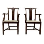 Pair of Georgian style mahogany armchairs