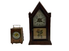 An American "Jerome" late 19th century 30-hour spring driven steeple clock with alarm