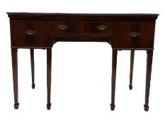 Edwardian inlaid mahogany kneehole side table