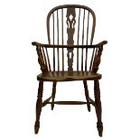 19th century elm and ash Windsor armchair