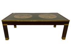 Late 20th century mahogany and brass bound map table