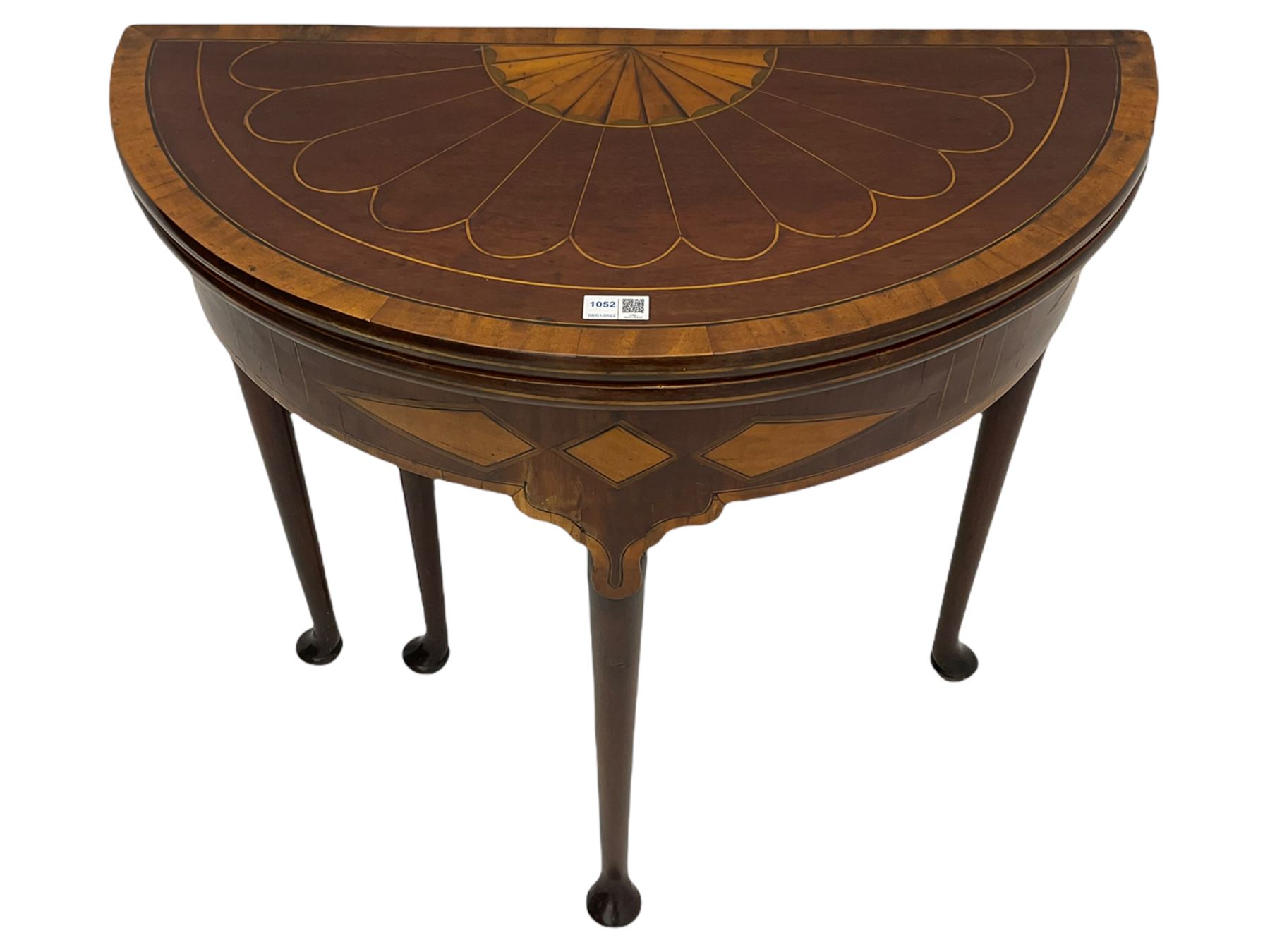 Georgian inlaid mahogany demi-lune card table - Bild 2 aus 7