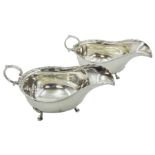 Pair of early 20th century silver sauce boats