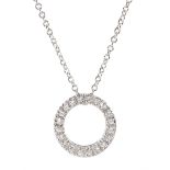 18ct white gold diamond circular pendant necklace
