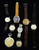 Collection of gentleman's stainless steel manual wind wristwatches including Services