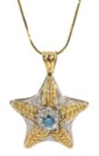 14ct white and yellow gold starfish pendant necklace