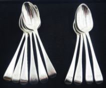 Ten Old English pattern spoons with engraved initials to terminals