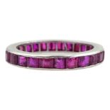 Platinum calibre cut ruby full eternity ring