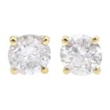 Pair of 18ct gold round brilliant cut diamond stud earrings