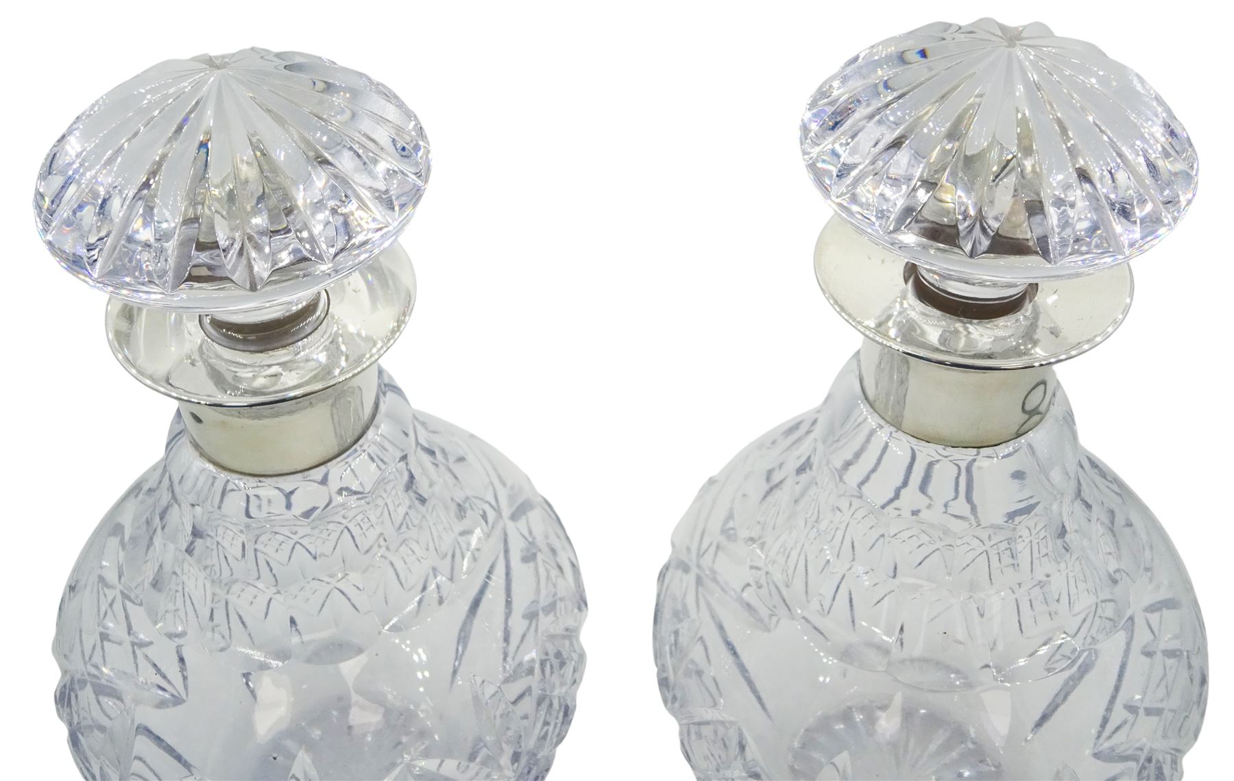 Pair of modern silver mounted Royal Doulton cut glass decanters - Image 2 of 3