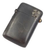Late 19th/early 20th century continental gun metal vesta case with diamond flower decoration and a c