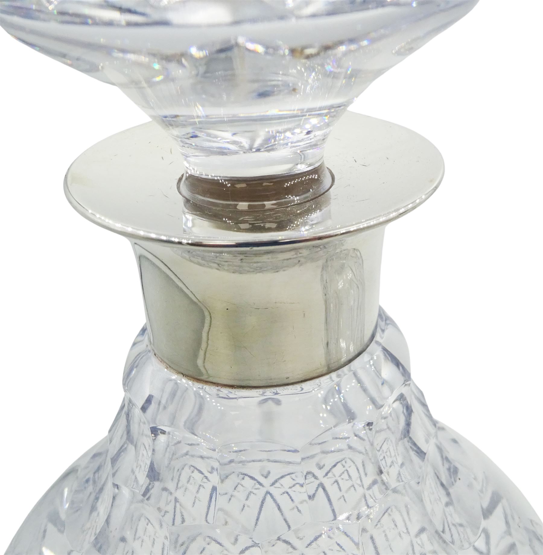 Pair of modern silver mounted Royal Doulton cut glass decanters - Image 3 of 3
