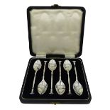 Set of six 1950's silver coffee spoons