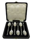 Set of six 1950's silver coffee spoons