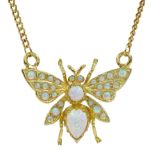 Silver-gilt opal butterfly pendant