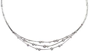 18ct white gold three row diamond necklace