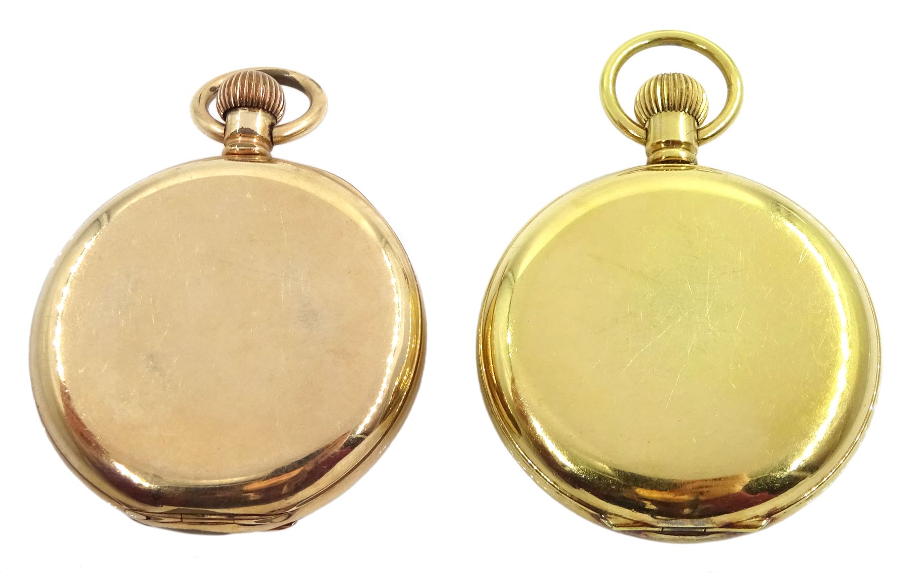 American gold-plated open face 15 jewels keyless lever pocket watch by Waltham - Image 2 of 3