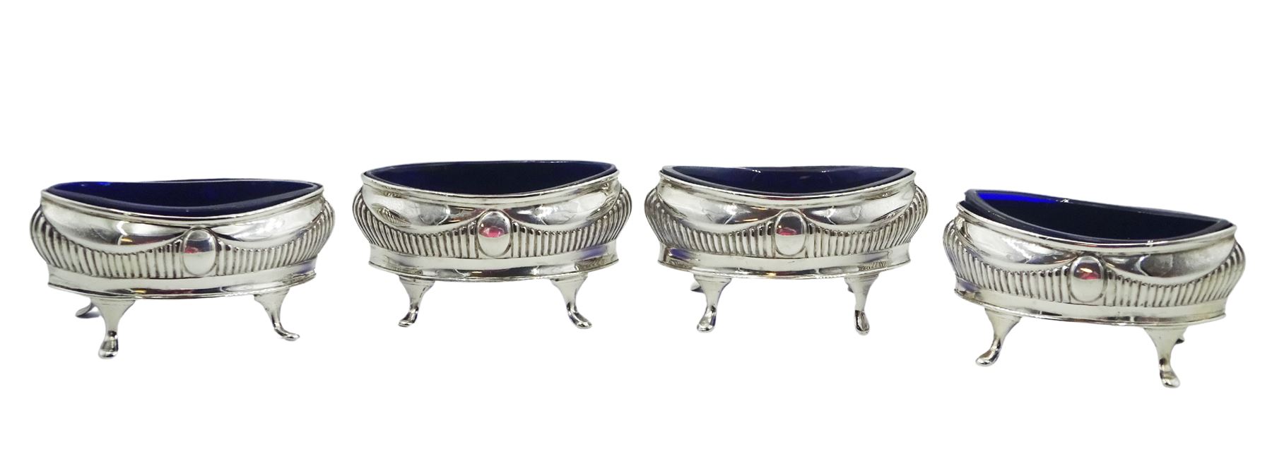 Set of four late Victorian silver salts