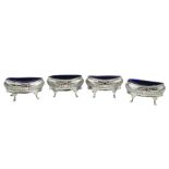 Set of four late Victorian silver salts