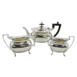 Early 20th century silver bachelors three piece tea set