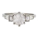 Platinum round brilliant cut diamond ring