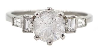 Platinum round brilliant cut diamond ring