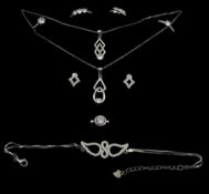 Two silver cubic zirconia pendant necklaces