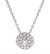 18ct white gold diamond cluster pendant necklace