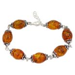 Silver Baltic amber bracelet