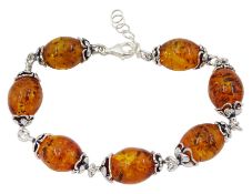 Silver Baltic amber bracelet