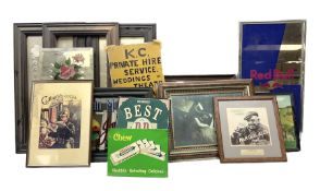 Collection of framed advertising signs