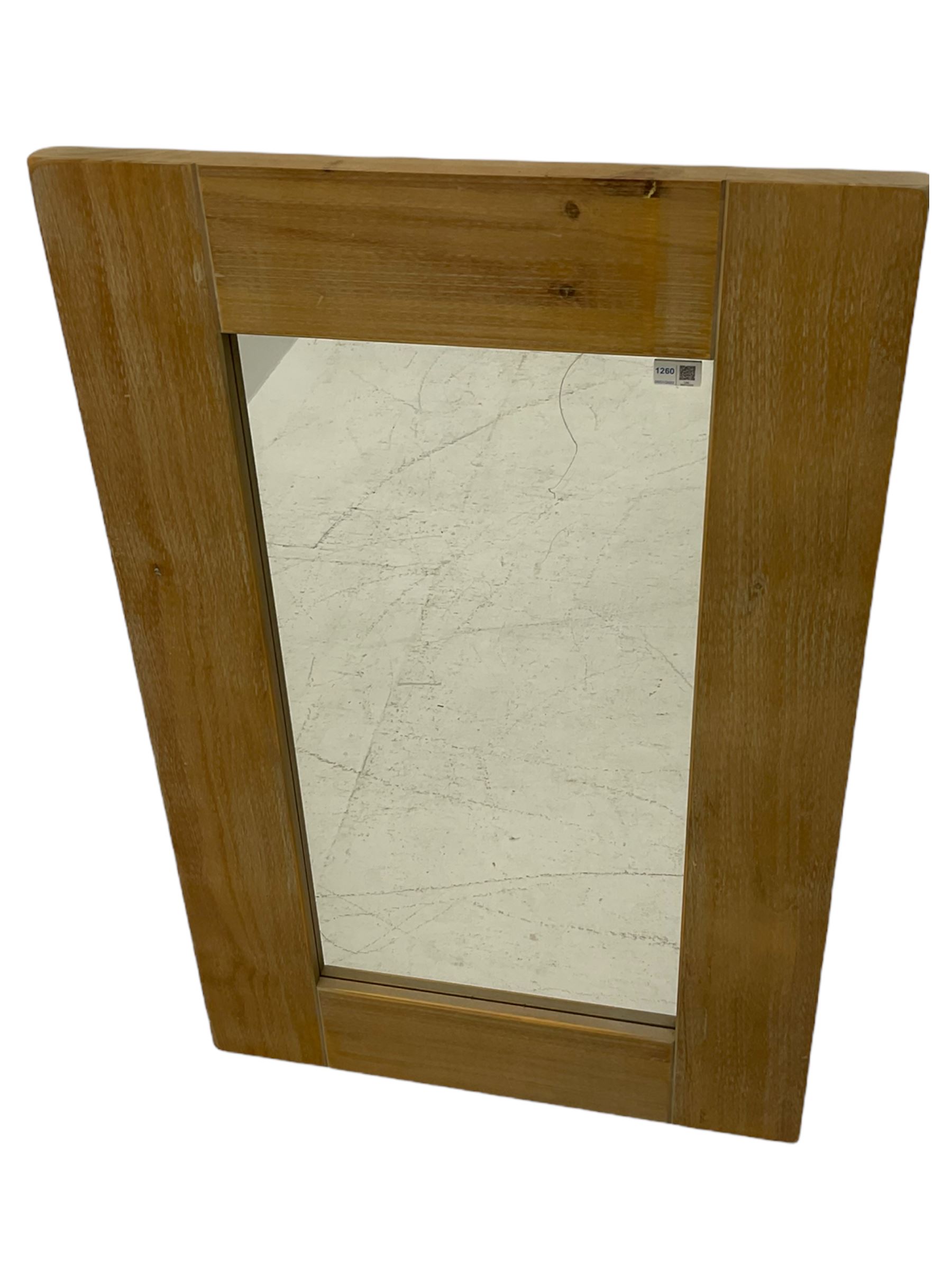 Light wood framed rectangular wall mirror - Image 3 of 4