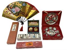 Quantity of boxed oriental collectibles to include sake cups