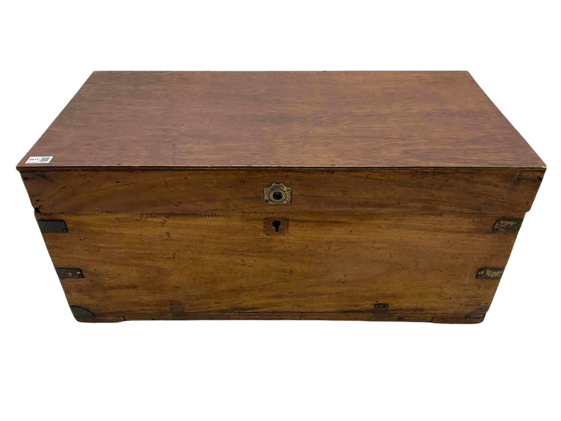 Camphor wood sea chest and a painted covered trunk - Image 3 of 11