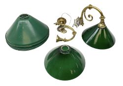 Pair of wall lights with green glass shades