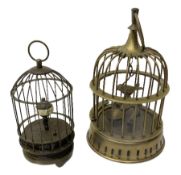 Two brass birdcages