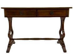 Late 19th century mahogany two drawer stretcher table