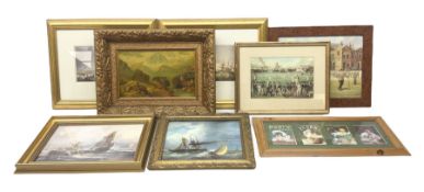 Seven framed prints and one painting