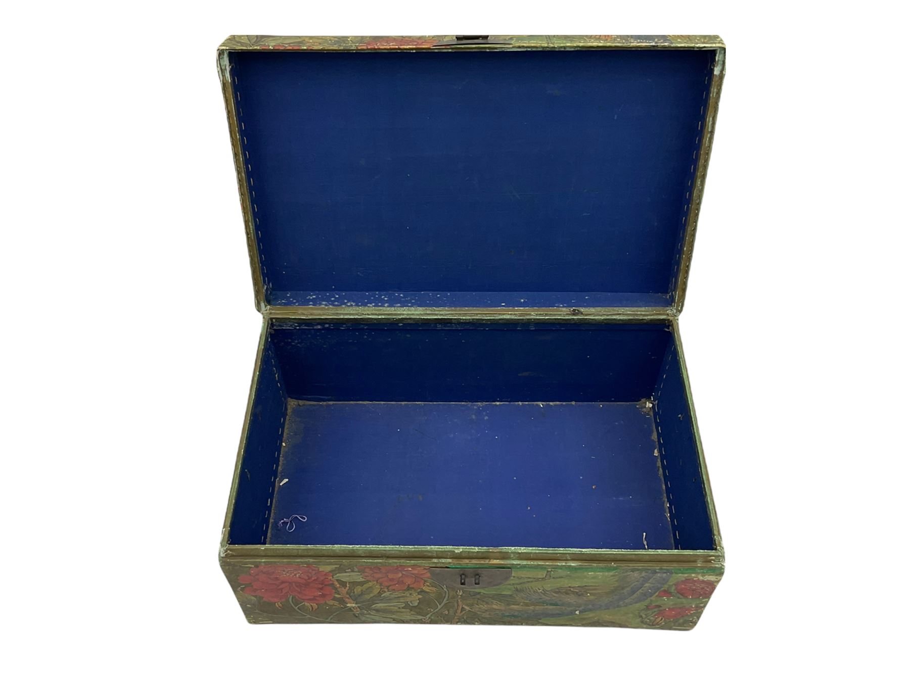 Camphor wood sea chest and a painted covered trunk - Image 8 of 11